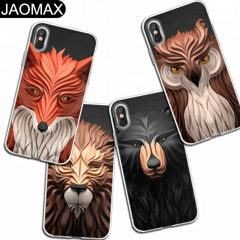 3d Printing Texture Animals Fox Bear Lion Soft Tpu Clear Phone Case For  Iphone X 6s 6 7 8 Plus Phone Cartoon Cover Diy Cases - Buy 3d Animals  Printing Case For