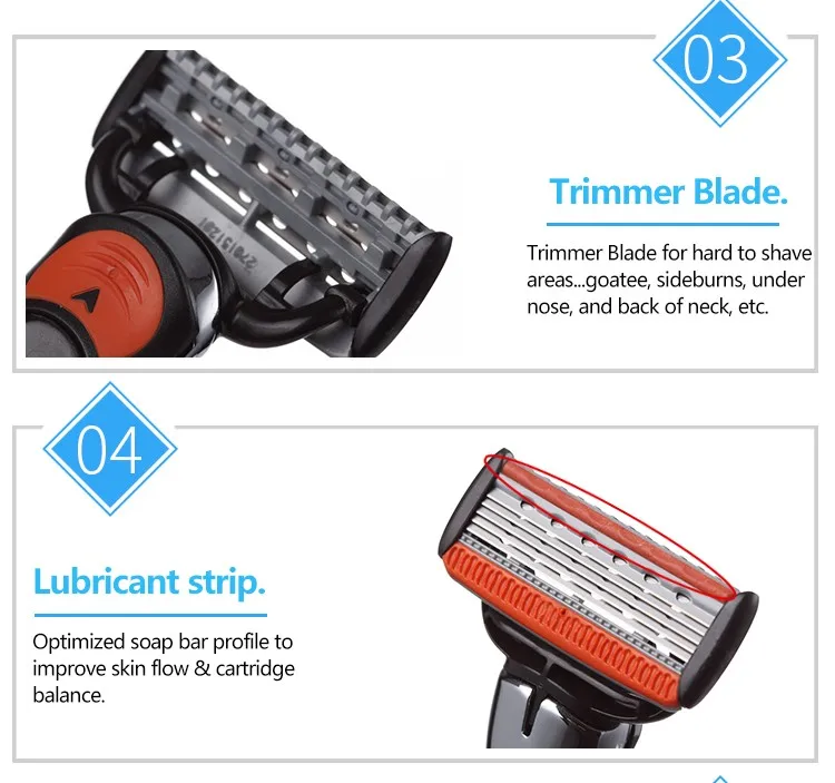 Cartridge Razor Dimensions 5 Blade Razors - Import Cartridge System for Men's Shaving