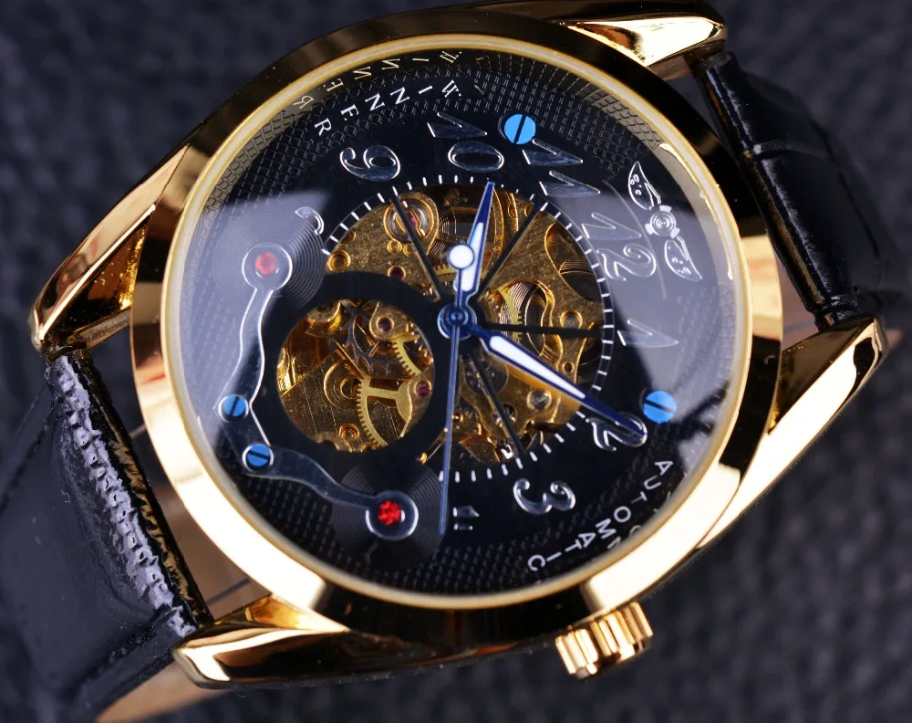 WINNER Herrenuhr Skelett-Design Transparentes Gehäuse Mechanische  Herren-Armbanduhr Goldene Herrenuhren Top-Marke Luxus