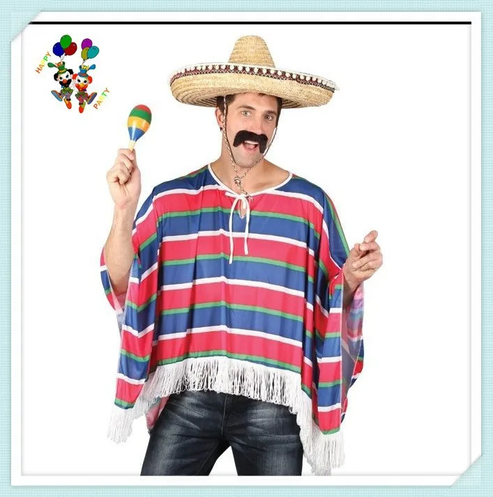 Gringo Bandit Party Fancy Dress Costume Sombrero Mexican Ponchos