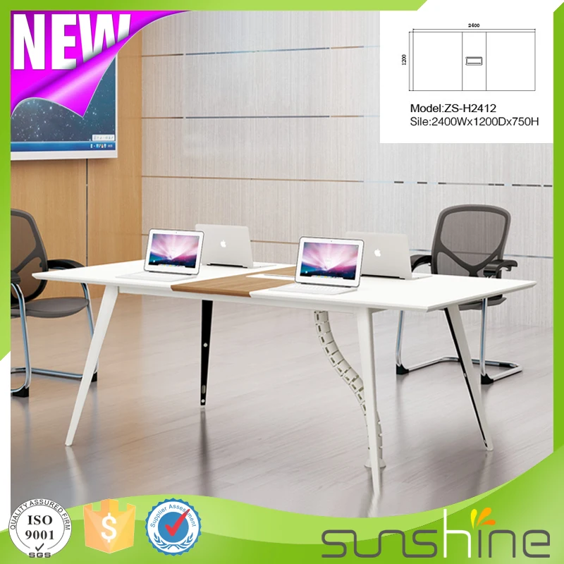 Fashion design MFC with metal base 2 meter 6 person modern conference table with chair set
