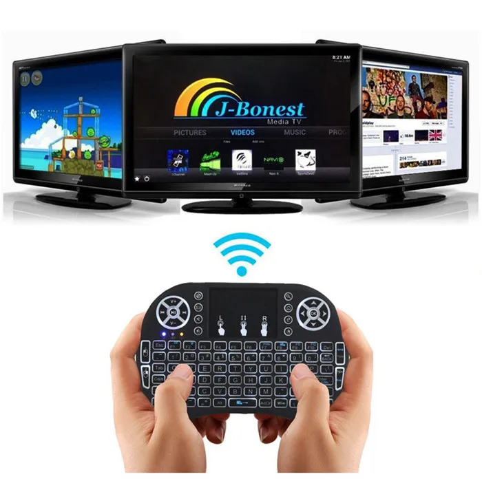 I8 2.4GHz Mini Wireless Keyboard with Touchpad Mouse Backlit, Rechargeable Li-ion Battery