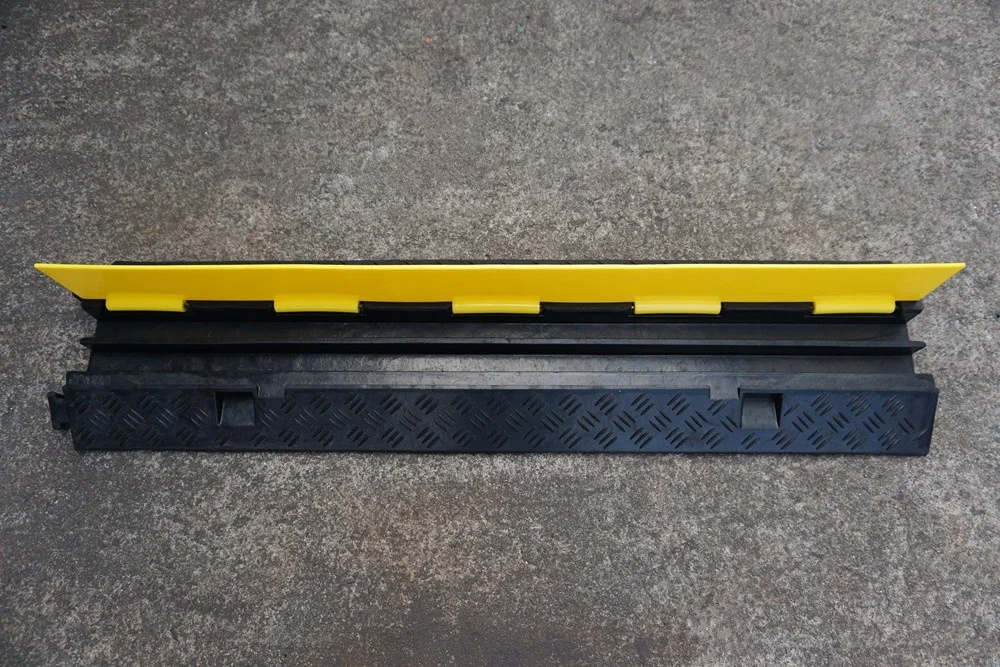 LUBA 2 Channel Rubber Floor Cable Protector Car Ramps for Traffic Rubber Cable Ramp