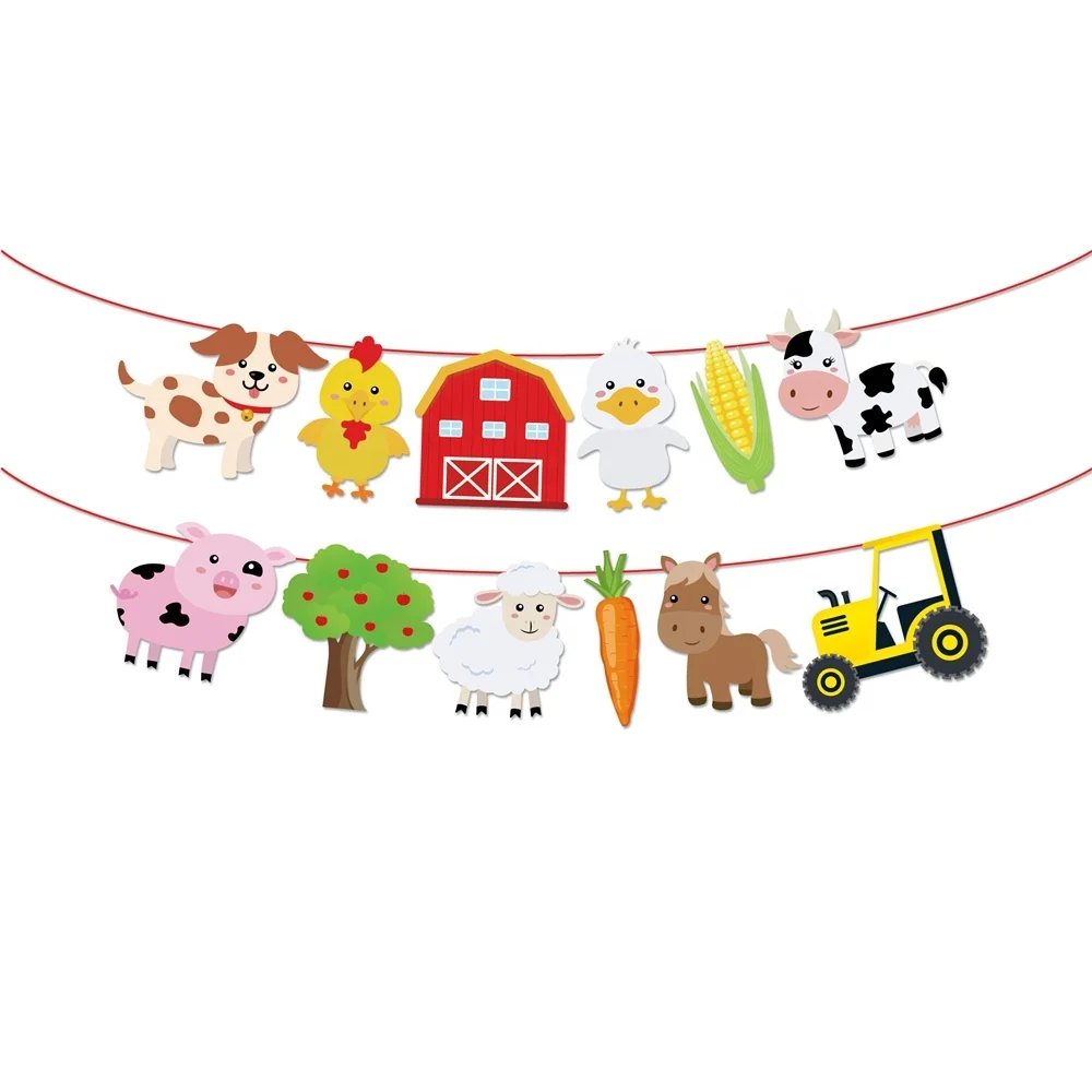 Banderole En Papier A Theme D Animaux De La Ferme Pour Reception Cadeau De Bebe Fournitures De Fete D Anniversaire A La Maison Buy Fete Des Animaux De Ferme De Bebe Fete Des Animaux De Ferme De