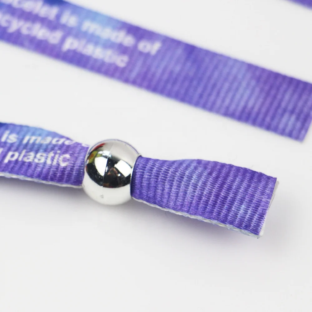 Fast Production Eco Friendly Recycle RPET Wristband with Custom logo Printing Festival Wristbands in RPET Recycled Plastic