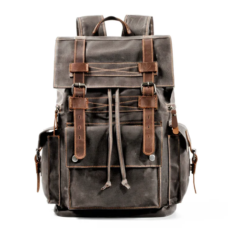 Vintage Canvas Male Camping Outdoor Back Pack Backpack Rucksack