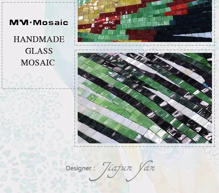 Custom Picture Flower Peacock Hand Cut Glass Mosaic Tile Mural Art
