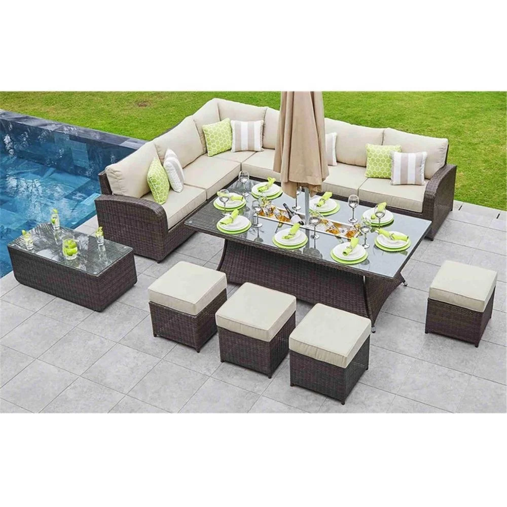 rattan angled corner sofa