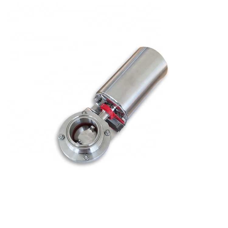 
 Пневматический санитарный клапан-бабочка с различной моделью ручки  