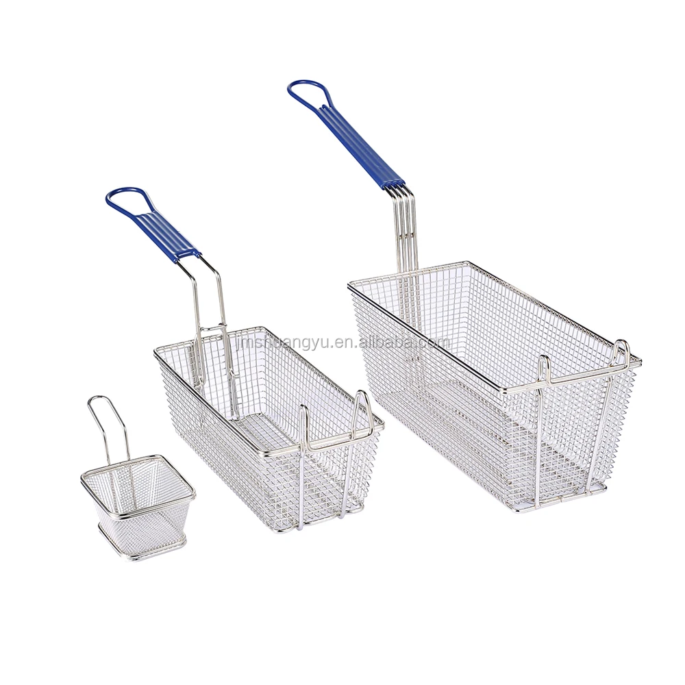 Коммерческая кухонная никелированная металлическая сетчатая корзина для жарки