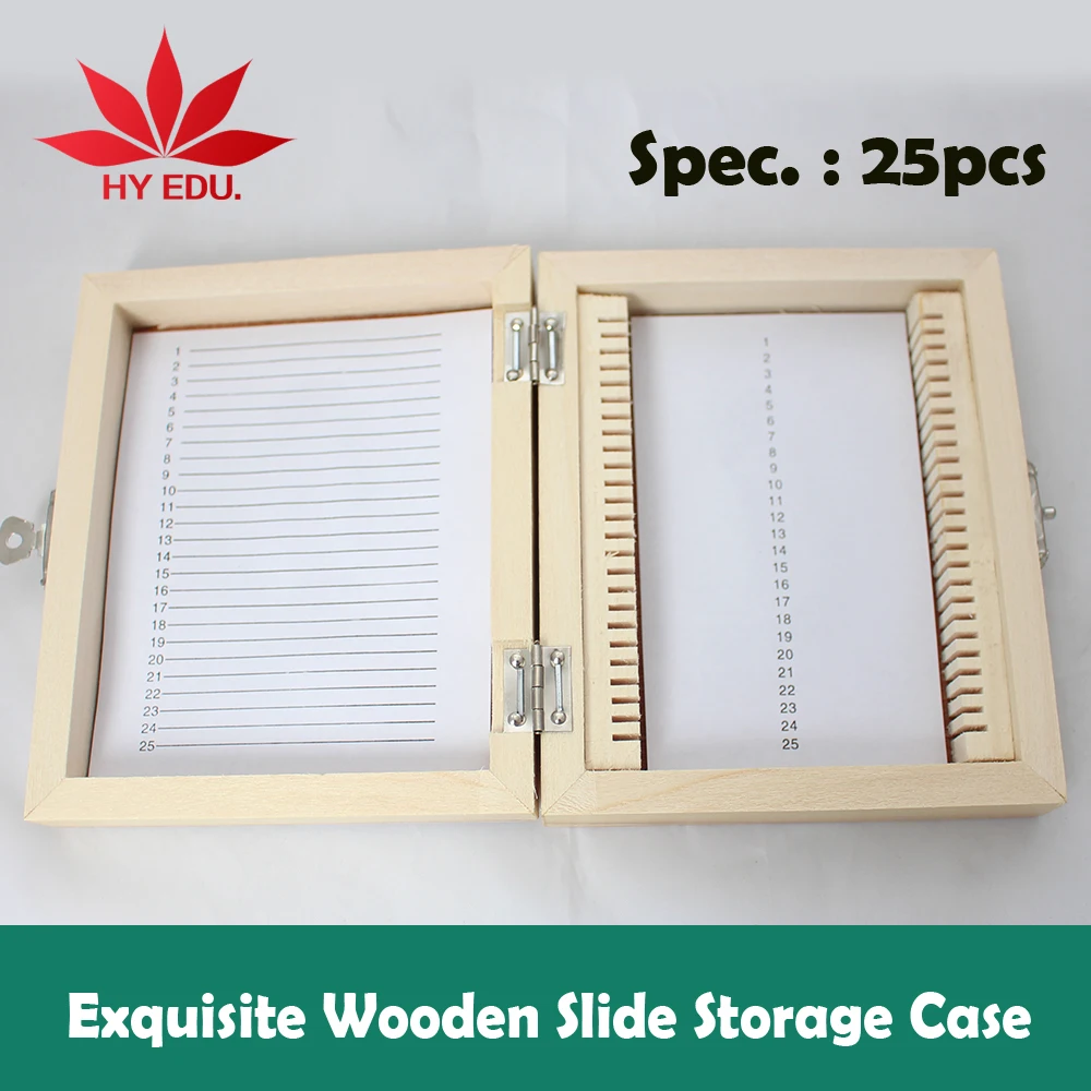 Изысканный кейс для слайдов 25 шт. готовые слайды микроскопа деревянная