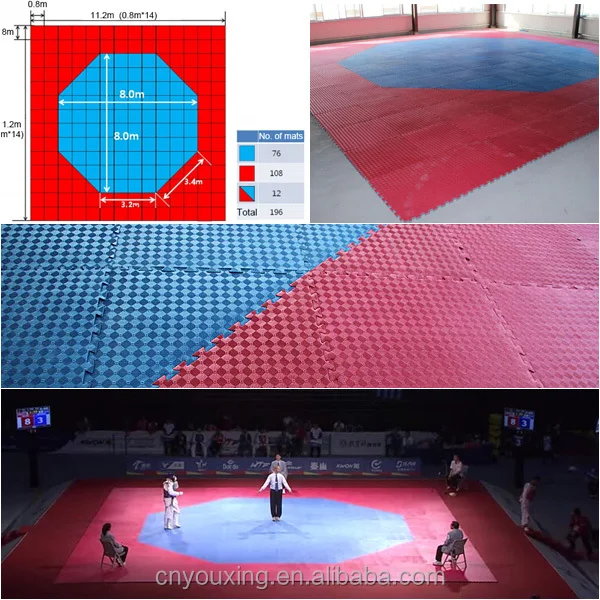 Восьмиугольные боевые искусства татами для тхэквондо, напольные коврики для соревнований
