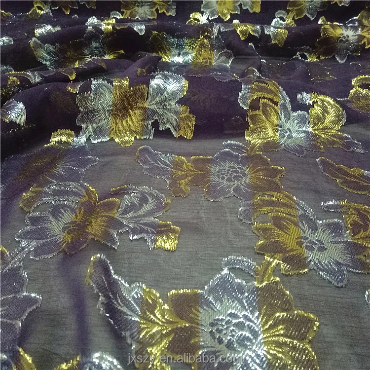 Organic Somali Dirac Silk Brocade Fabric with Metallic Jacquard Lurex for Girls' Dresses Weddings Costumes