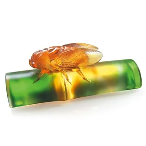 Crystal Glass Liuli Cicada Paperweight Penrack Decorative Accessories