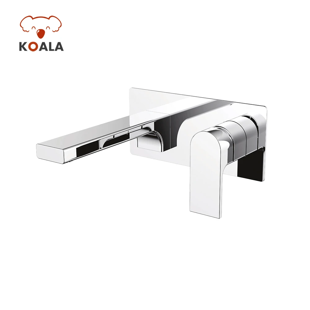 Modern Workplace Bath Tub Fitting Brass Single Handle 35mm Square Wall-mounted Water Taps Faucet