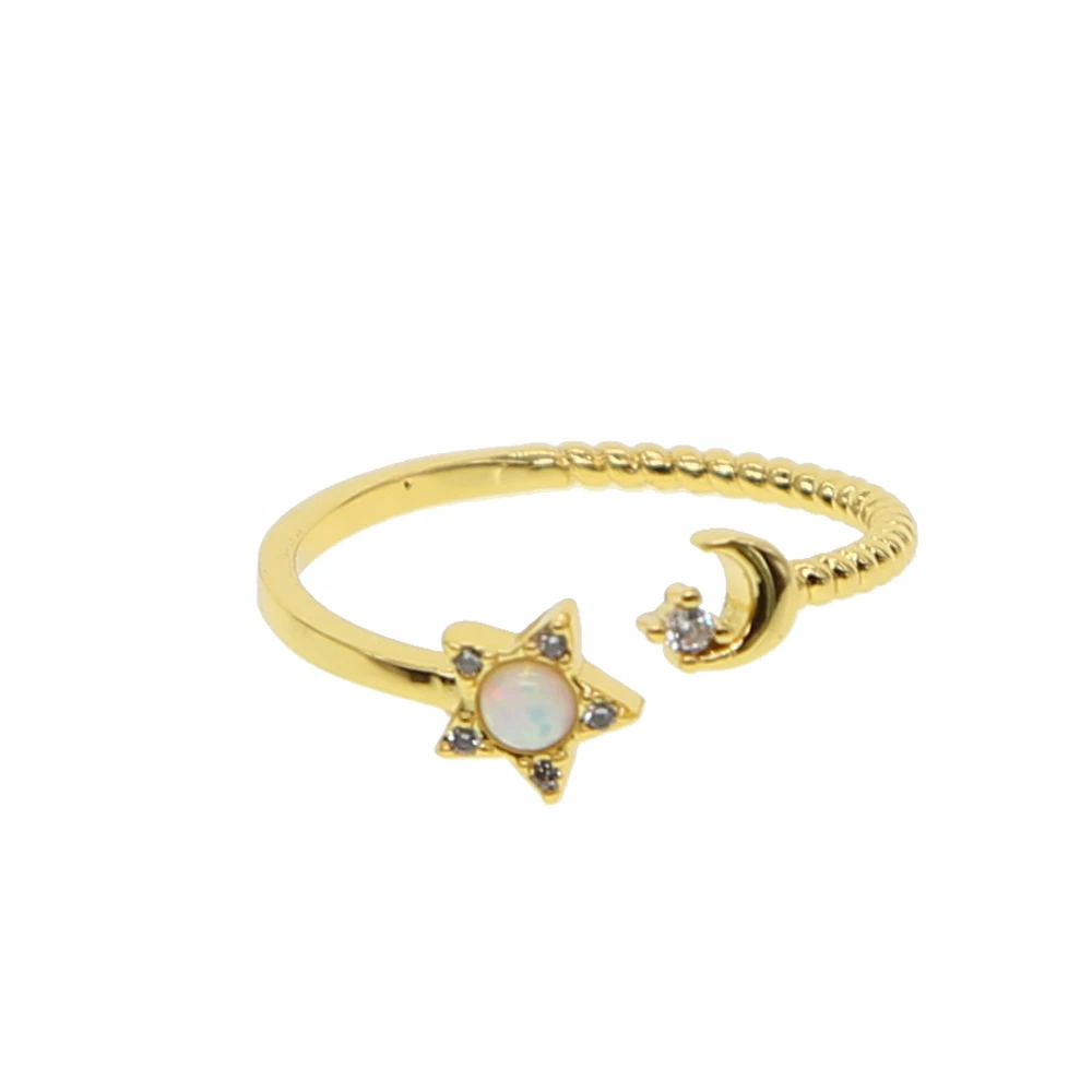 Promotion Sun Moon Star Shaped Open Jewelry Midi Gold Plated Elegance Thin Sweet Women Girl Opal Cute Ring
