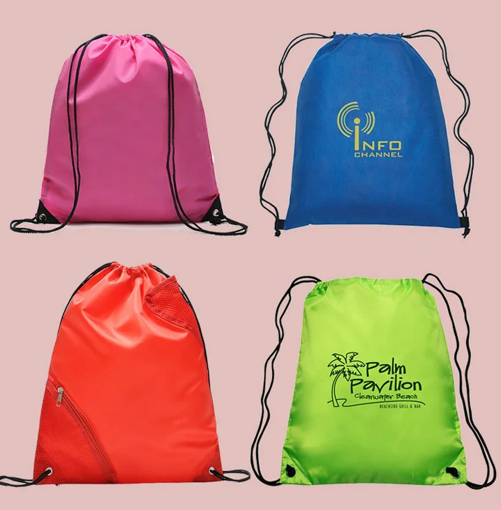 Customised 210D Polyester Drawstring Bag for Handbags Taobao Price China Supplier Cotton Handle Shopping Bags for Gifts