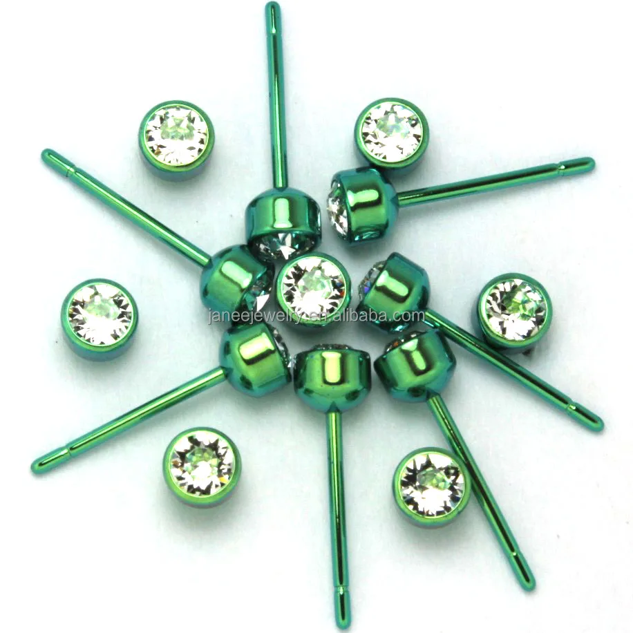 Дешевые ювелирные изделия для пирсинга тела оптом, алмазные анодированные красочные серьги из чистого титана
