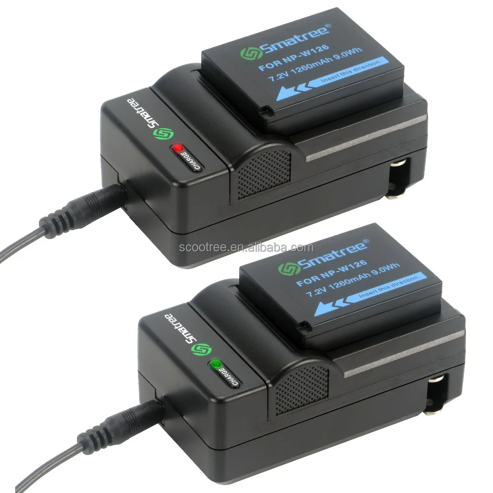 Smatree перезаряжаемая аккумуляторная батарея для цифровых фотоаппаратов 1400 мА/ч, Двухканальное зарядное устройство для NP-W126