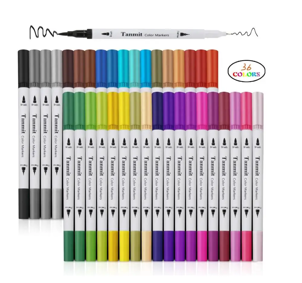 24 36 48 60 100 Colors Dual Tip Brush Pen Dual Tip Brush Marker
