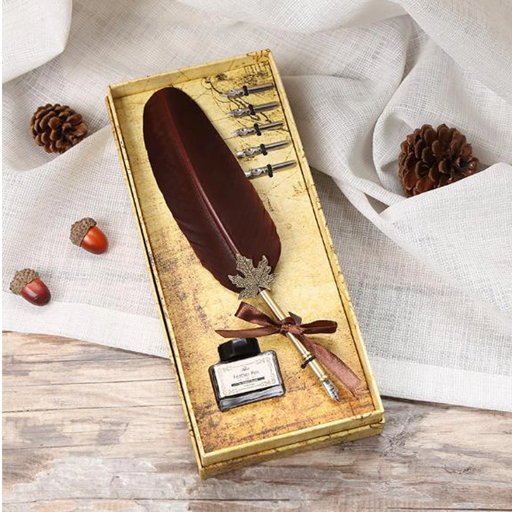 Feather Quill Writing Pen and Ink Set