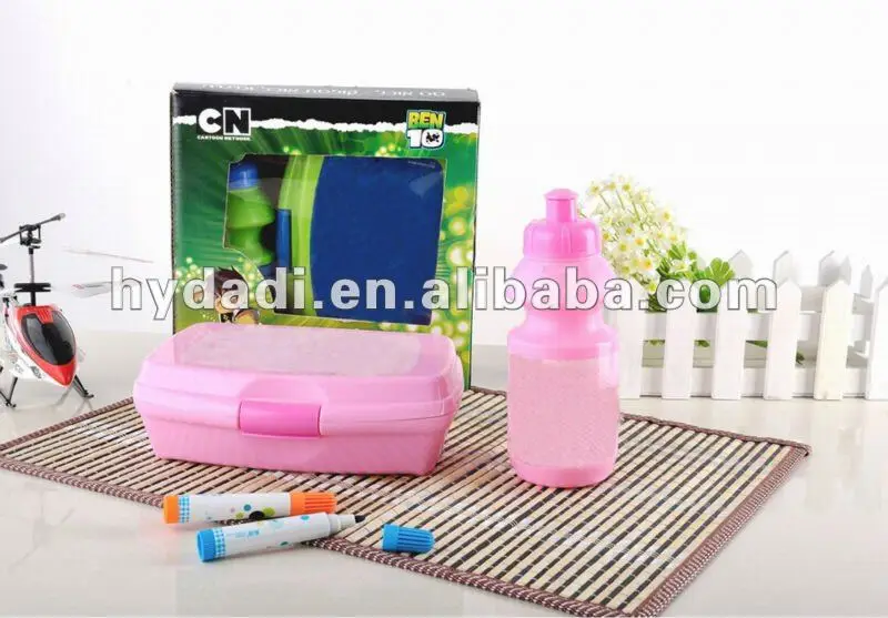 Colorful Children Plastic Lunch Box Set With Water Bottle - Buy ...