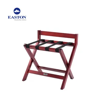 Hotel bedroom foldable wood luggage rack With back bar, hotel folding luggage rack