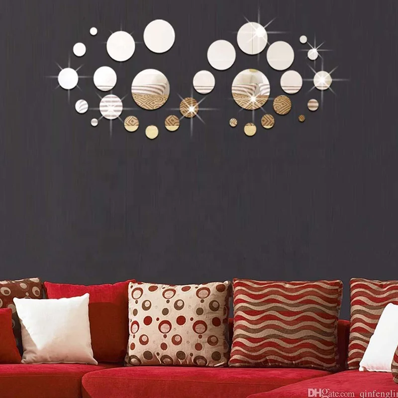 Small Big Round Circle 3d Silver Mirror Wall Art Stickers Decal Sofa Tv Background Wall Decor Buy 3d Mirror Wall Sticker Wall Decor Home Decor 3d Silver Mirror Wall Art Stickers Product On