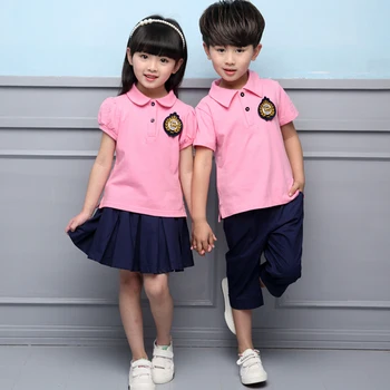 New design boys and girls cotton Polo shirts kids primary kindergarten school uniforms