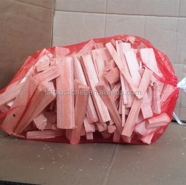 KINDLING WOOD LOG NET SACKS MESH BAGS in Orange or Green