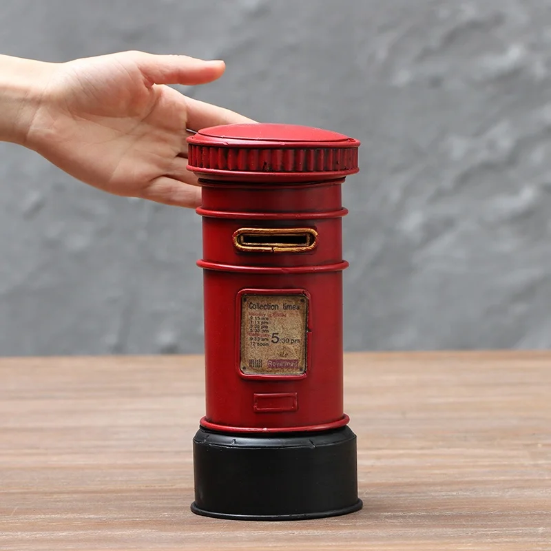 Vintage England London Postbox Metal Mailbox Piggy Bank Home Office Restaurant Bar Decoration Iron Crafts