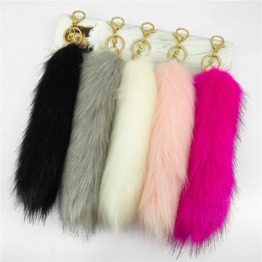 Yongze Soft Long Fur Generic Fake Fox Tails Keychain Wholesale Cheap Plush Keychains