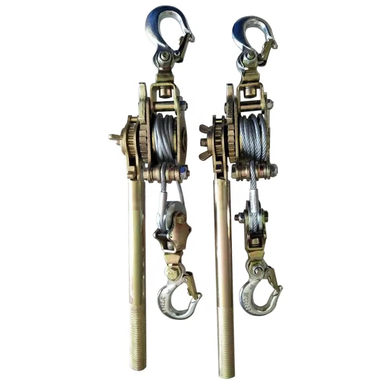 HD 2 Ton Ratcheting Lever Hoist Hand Puller Come Along 2 Hooks Cable Dual Gear