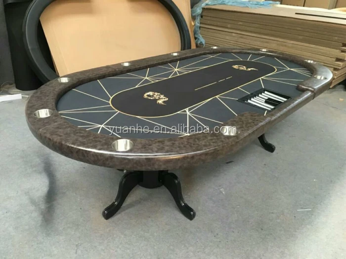Роскошный покерный стол из массива дерева размером 94 дюйма для 10 игроков