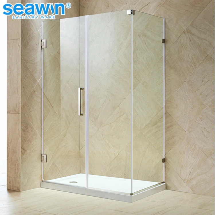 Luxury quality brass tempered glass hinge swing frameless shower rectangular enclosure