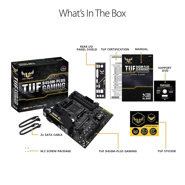 ASUS TUF B450M-PLUS GAMING - AMD AM4 Motherboard for Ryzen