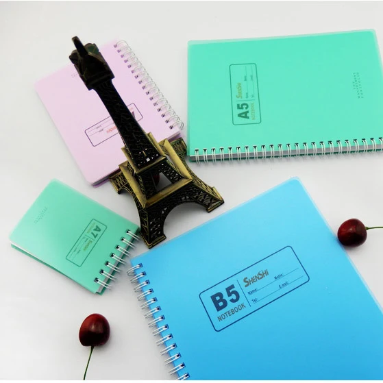A4 Spiral Notebooks  Cheap Bulk Composition Custom Fancy Journal Printing Yellow Paper Plastic Cover Cardboard