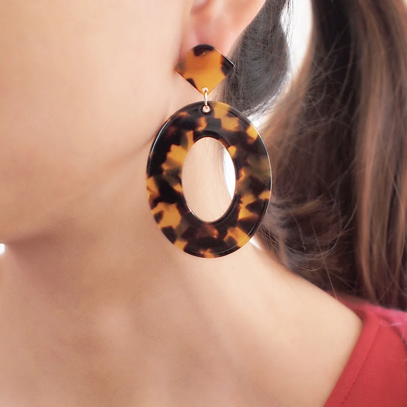 1 Pair Large Chunky Acrylci Geometric Fashion Statement Dangle Earrings Jewelry 