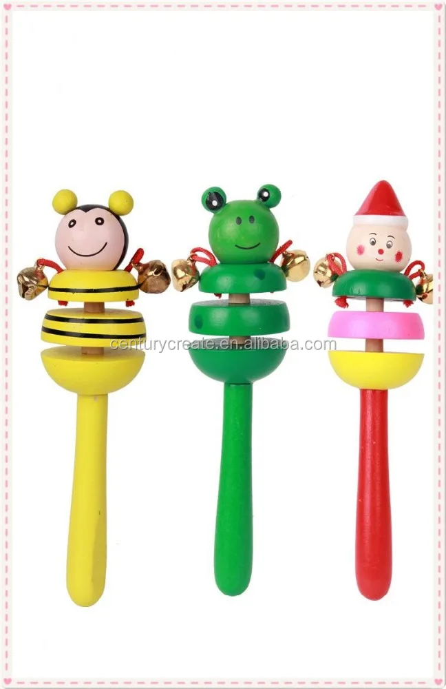 Wooden Musical Baby Wrist Rattles Toy with Hand Rattles Features