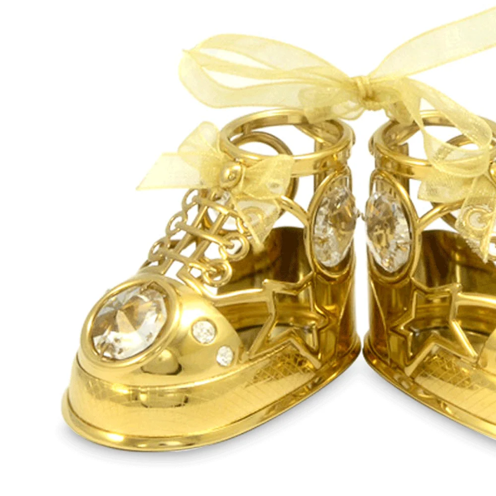 
Заказные милые металлические детские сувенирные подарки Crystocraft с золотым покрытием, украшенные кристаллами бриллиантовой огранки, детская обувь 