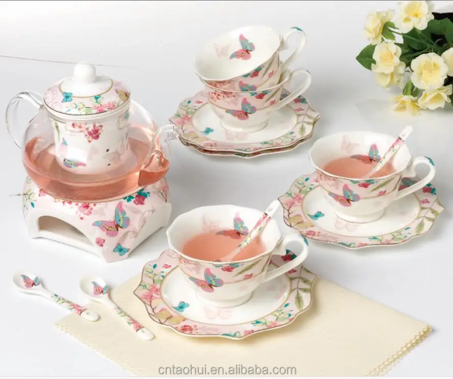 floral tea plates