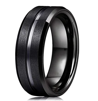 ring men 8mm classical Men's Jewelry Black Plated Tungsten Carbide Signet Mens Rings
