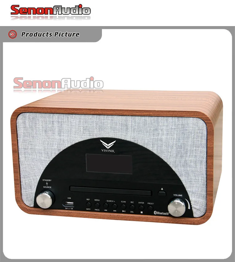 Ретро Деревянный винтажный проигрыватель записей USB с AM и FM