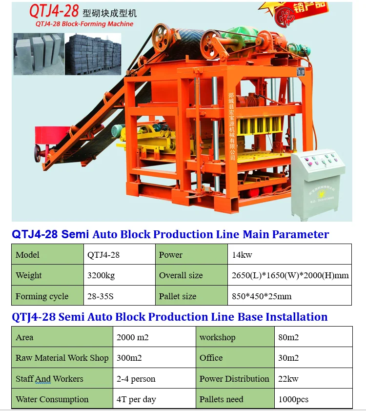 QTJ4-28 Concrete Hollow Block Making Machine Tunisia   Fly Ash Brick Block Making Machine on Sale