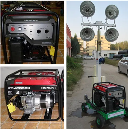 8kW Portable Lighting Tower Diesel Generator 12KW 15KVA 380V 60HZ