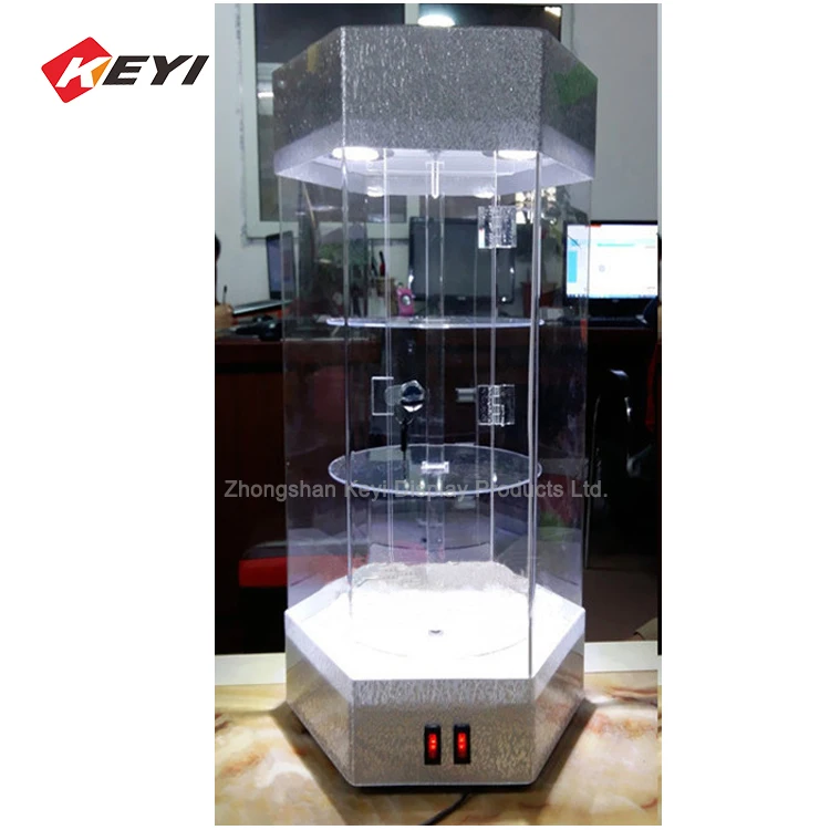 カスタマイズされた高品質六角形回転ショーケース/回転式ガラス