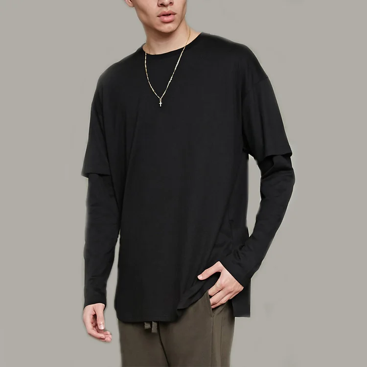 Macondoo Mens Slim Round Neck Casual Big & Tall Long Sleeve Tees T-Shirt