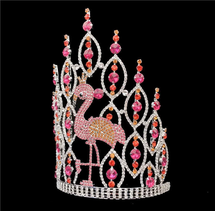 20 дюймов тема для торжеств со стразами 10 дюймов Большой Корона высокий Театрализованное большой коронки для продажи тиара с горным хрусталем