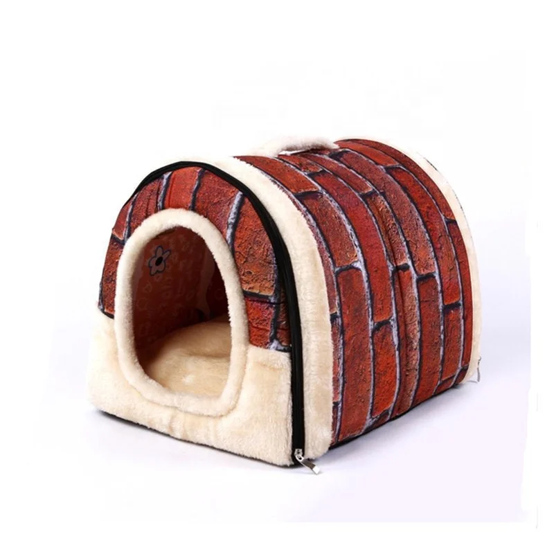 2 в 1 зимняя теплая кровать-гнездо Съемная кровать-будка для маленьких собак кошек домашних животных плюшевая кровать-будка для собак симпатичная кровать