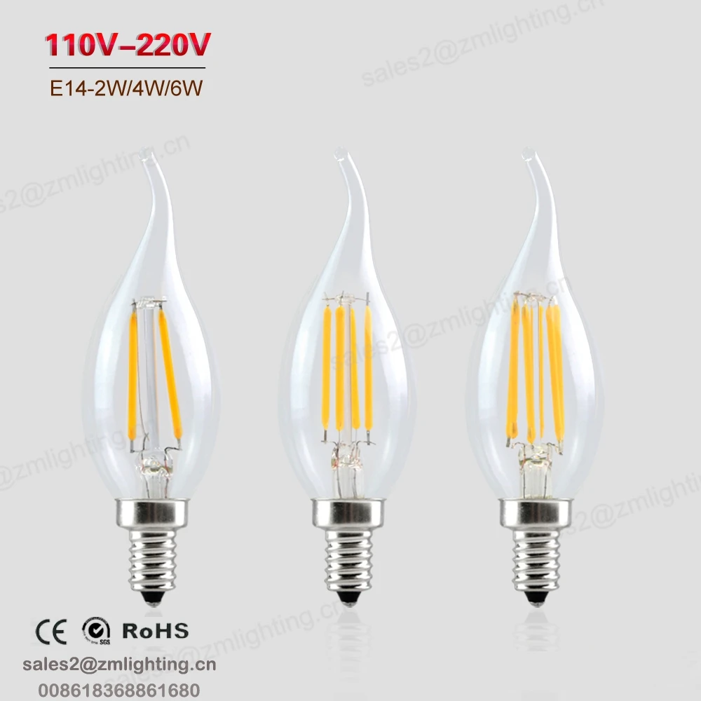 低電圧LEDエジソンE12 E14 E27キャンドル型3V 6V 3.5W電池式LED電球